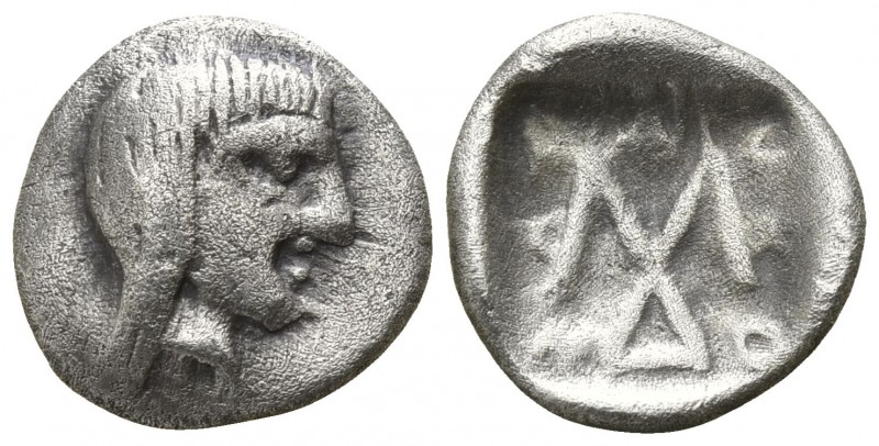 Kings of Thrace. Saratokos circa 444-424 BC.
Trihemiobol AR

11mm., 0,88g.
...
