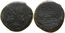 A. Caecilius A.f. Ca 169-158 BC. Rome. Uncia Æ