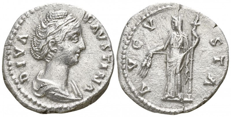 Faustina I, wife of Antoninus Pius AD 141. Rome
Denar AR

18mm., 2,86g.

DI...
