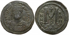 Justinian I.  AD 527-565 (Dated RY 14=540/1 AD) . Constantinople. Follis Æ
