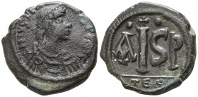 Justinian I.  AD 527-565. Thessalonica. 16 Nummi AE