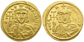 Constantine V Copronymus, with Leo IV and Leo III.  AD 741-775. Constantinople. Solidus AV