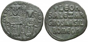 Leo VI with Alexander  AD 886-912. Constantinople. Follis Æ