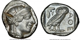 ATTICA. Athens. Ca. 440-404 BC. AR tetradrachm (25mm, 17.21 gm, 10h). NGC Choice AU 5/5 - 2/5, test cut. Mid-mass coinage issue. Head of Athena right,...