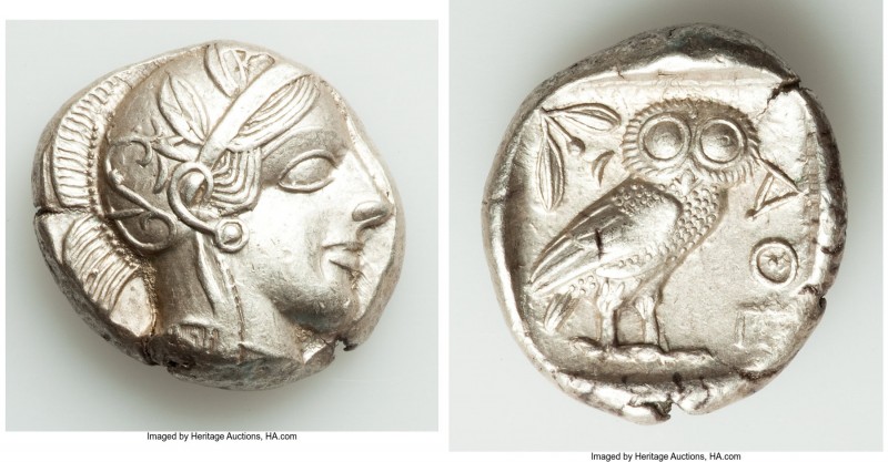 ATTICA. Athens. Ca. 440-404 BC. AR tetradrachm (25mm, 17.19 gm, 2h). AU. Mid-mas...