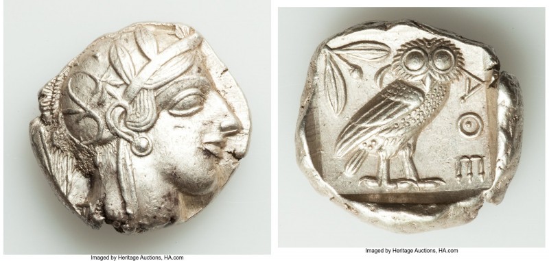 ATTICA. Athens. Ca. 440-404 BC. AR tetradrachm (26mm, 17.19 gm, 1h). AU. Mid-mas...