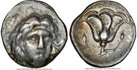 CARIAN ISLANDS. Rhodes. Ca. 275-250 BC. AR didrachm (21mm, 12h). NGC Choice Fine. (An)tipatrus, magistrate, ca. 275-250 BC. Head of Helios facing, tur...