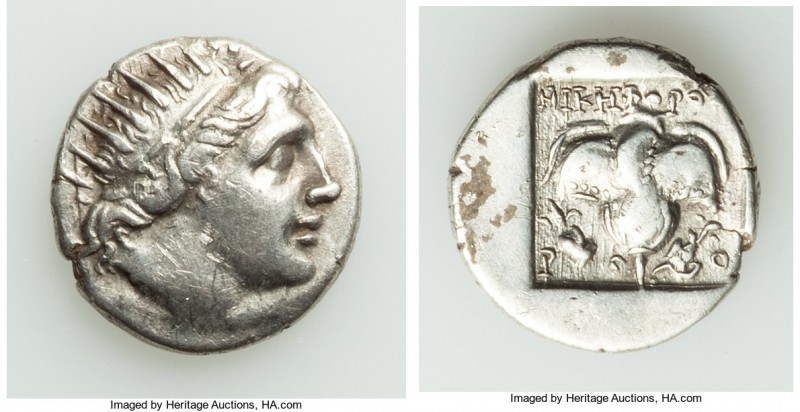 CARIAN ISLANDS. Rhodes. Ca. 88-84 BC. AR drachm (15mm, 2.41 gm, 12h). VF. Plinth...