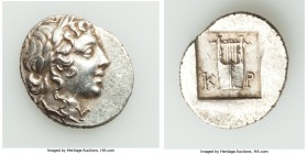 LYCIAN LEAGUE. Cragus. Ca. 48-20 BC. AR hemidrachm (16mm, 1.90 gm, 2h). Choice XF. Series 1. Laureate head of Apollo right; Λ-Y below / K-P, cithara (...