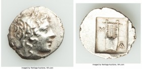 LYCIAN LEAGUE. Masicytes. Ca. 48-20 BC. AR hemidrachm (16mm, 1.90 gm, 1h). AU. Series 1. Laureate head of Apollo right; Λ-Y below / M-A, cithara (lyre...