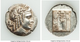 LYCIAN LEAGUE. Masicytes. Ca. 48-20 BC. AR hemidrachm (15mm, 2.08 gm, 12h). Choice AU. Series 5. Laureate head of Apollo right; Λ-Y below / M-A, citha...