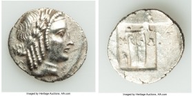 LYCIAN LEAGUE. Masicytes. Ca. 48-20 BC. AR hemidrachm (16mm, 1.89 gm, 12h). Choice AU. Series 5. Laureate head of Apollo right; Λ-Y below / M-A, citha...
