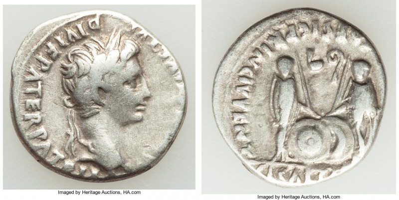 Augustus (27 BC-AD 14). AR denarius (19mm, 3.74 gm, 6h). About VF. Lugdunum, 2 B...