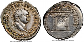 Titus, as Augustus (AD 79-81). AR denarius (19mm, 5h). NGC XF. Rome, AD 81. IMP TITVS CAES VESPASIAN AVG P M, laureate head of Titus right / TR P IX I...