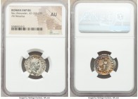 Severus Alexander (AD 222-235). AR denarius (20mm, 1h). NGC AU. Rome. IMP ALEXANDER PIVS AVG, laureate bust right, seen from behind with far shoulder ...