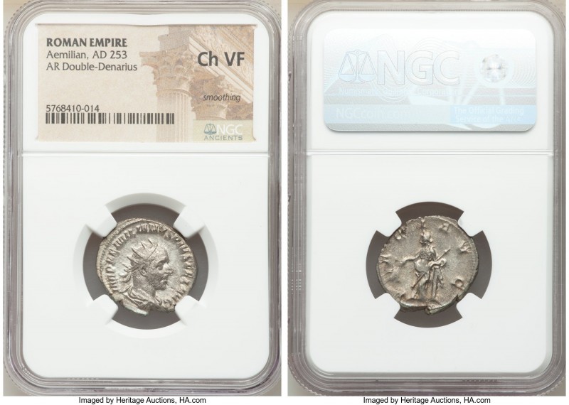 Aemilian (AD 253). AR antoninianus (21mm, 12h). NGC Choice VF, smoothing. Rome. ...