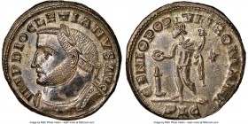 Diocletian (AD 284-305). BI follis or nummus (26mm, 11.24 gm, 11h). NGC MS 5/5 - 5/5, Silvering. Lugdunum, 1st officina, AD 303-305. IMP DIOCLETIANVS ...
