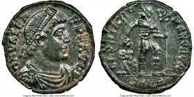 Valens, Eastern Roman Empire (AD 364-378). AE 3 or nummus (18mm, 2.12 gm, 6h). NGC MS 5/5 - 5/5. Nicomedia, 2nd officina. DN VALEN-S PF AVG, pearl-dia...