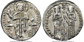 Andronicus II Palaeologus and Michael IX (AD 1294-1320). Anonymous Issue. AR basilicon (20mm, 5h). NGC Choice XF. Constantinople, AD 1304-1320. KYPIЄ-...