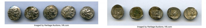ANCIENT LOTS. Greek. Lycian League. Ca. 48-20 BC. Lot of five (5) AR hemidrachms...