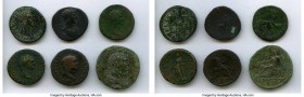 ANCIENT LOTS. Roman Imperial. Ca. AD 69-138. Lot of six (6) AE issues. Fine-VF. Includes: Vespasian, AE dupondius // Domitian, AE dupondius // (2) Ner...