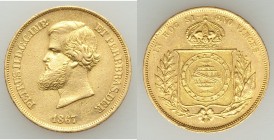 Pedro II gold 10000 Reis 1867 AU, KM467. 22.8mm. 8.94gm. AGW 0.2643 oz. 

HID09801242017

© 2020 Heritage Auctions | All Rights Reserved