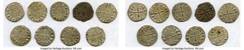 Principality of Antioch 9-Piece Lot of Uncertified Bohemond Era "Helmet" Deniers...