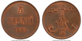 Russian Duchy. Alexander III 5 Pennia 1889 MS64 Brown PCGS, KM11. Three year type, red in recessed area accenting lettering and devices. 

HID098012...