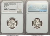 Normandy. Richard I Denier ND (943-996) MS65 NGC, Rouen mint, Dup-16. 21mm. 1.32gm. +RICΛRDVSI (S on side), cross pattee with pellet in each angle / +...