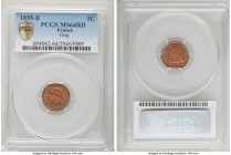 Napoleon III Centime 1855-B MS64 Red PCGS, Rouen mint, KM775.2. Dog head privy mark. 

HID09801242017

© 2020 Heritage Auctions | All Rights Reser...