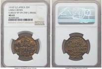 German Colony. Wilhelm II brass "Large Crown" 20 Heller 1916-T MS63 NGC, Tabora mint, KM15a. Obverse A and reverse A; Curled tip on second L.

HID09...