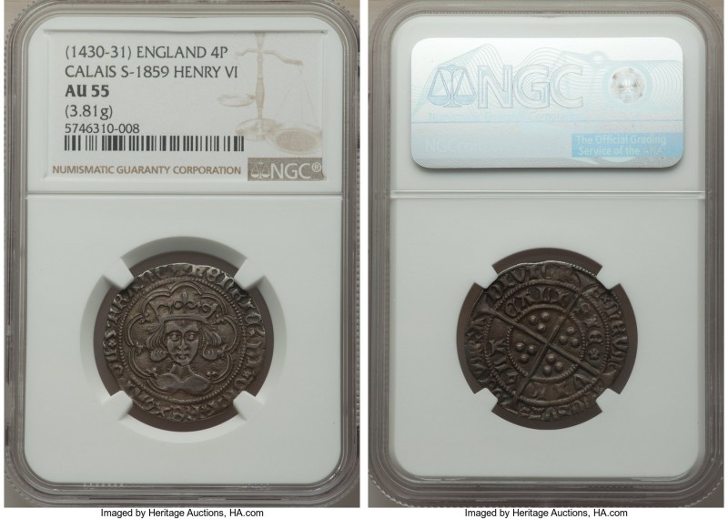 Henry VI (1st Reign, 1422-1461) Groat ND (1430-1431) AU55 NGC, Calais mint, Cros...