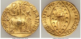 Venice. Paolo Renier gold Zecchino ND (1779-1789) XF (Reverse Damage), KM714. 20.7mm. 3.51gm. S·M·VENET DVX PAVL·RAINER, St. Mark standing right, bles...