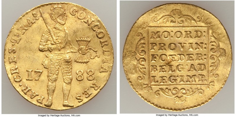 Utrecht. Provincial gold Ducat 1788 XF, KM7. 22.0mm. 3.48gm. Included with CNG E...