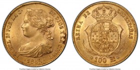 Isabel II gold 100 Reales 1862 MS63 PCGS, Barcelona mint (8 point star), KM605.1. 

HID09801242017

© 2020 Heritage Auctions | All Rights Reserved...
