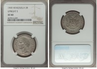 Republic 2 Bolivares 1905 XF40 NGC, KM-Y23. Upright 5 variety. 

HID09801242017

© 2020 Heritage Auctions | All Rights Reserved