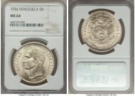 Republic 5 Bolivares 1936 MS64 NGC, Philadelphia mint, KM-Y24.2. Normal 3 variety. 

HID09801242017

© 2020 Heritage Auctions | All Rights Reserve...