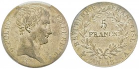 Premier Empire 1804-1814
5 Francs, Paris, AN 13 A, AG 25 g.
Ref : G.581
Conservation : PCGS AU50