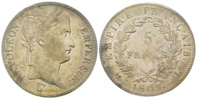Premier Empire 1804-1814
5 Francs, Bayonne, 1809 L, AG 25 g.
Ref : G.584
Conservation : PCGS AU55