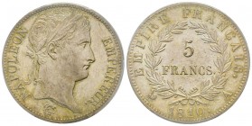 Premier Empire 1804-1814
5 Francs, Paris, 1810 A, AG 25 g.
Ref : G.584
Conservation : PCGS MS61