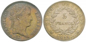 Premier Empire 1804-1814
5 Francs, Paris, 1811 A, AG 25 g.
Ref : G.584
Conservation : PCGS MS61