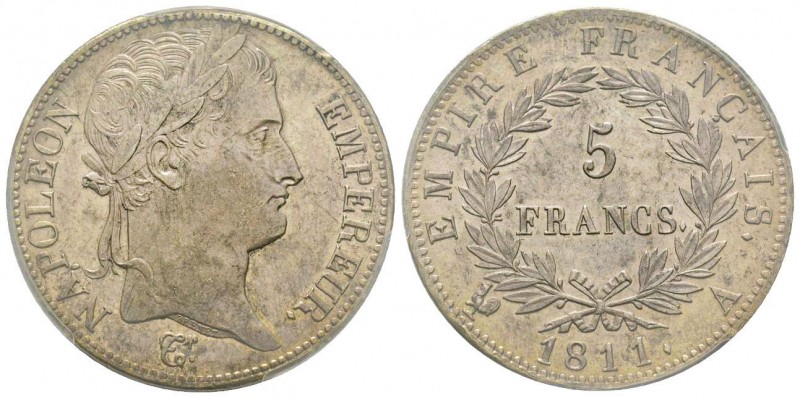Premier Empire 1804-1814
5 Francs, Paris, 1811 A, AG 25 g.
Ref : G.584
Conservat...