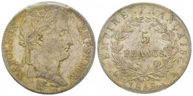 Cent-Jours, 20 mars-22 juin 1815
5 Francs, Paris, 1815 A, AG 25 g.
Ref : G.595 
Conservation : PCGS MS62. Magnifique exemplaire