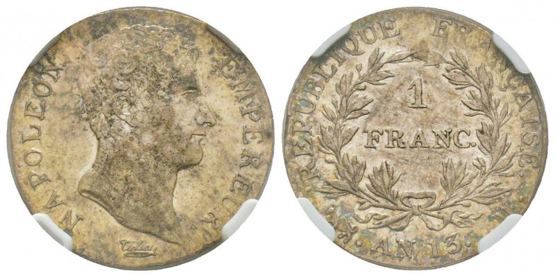 Premier Empire 1804-1814
1 Franc, Toulouse, AN 13 M, AG 5g. 
Ref : G.443
Conserv...