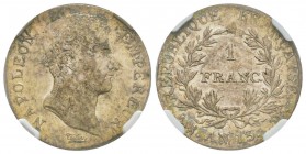 Premier Empire 1804-1814
1 Franc, Toulouse, AN 13 M, AG 5g. 
Ref : G.443
Conservation : NGC AU50