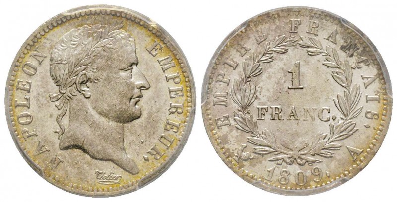 Premier Empire 1804-1814
1 Franc, Paris 1809 A, AG 5 g.
Ref : G.447
Conservat...