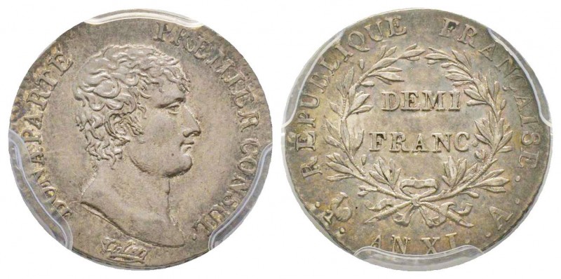 Premier Consul 1799-1804
Demi Franc, Paris, AN XI A, AG 2.5 g.
Ref : G.442
Conse...