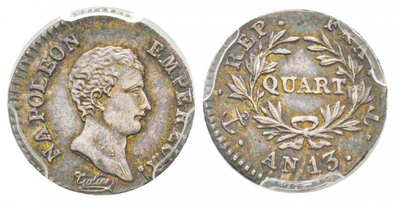 Premier Empire 1804-1814
Quart de Franc, Nantes, AN 13 T, AG 1.25 g. 
Ref : G.34...