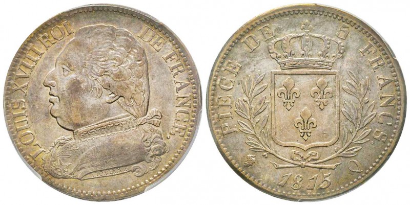 Louis XVIII 1814-1815
5 Francs, Perpignan, 1815 Q, AG 25 g.
Ref : G.591
Conserva...