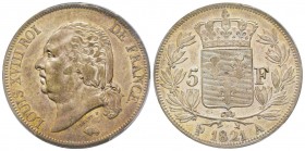 Louis XVIII 1814-1815
5 Francs, Paris, 1821 A, AG 25 g.
Ref : G.614
Conservation : PCGS AU58+